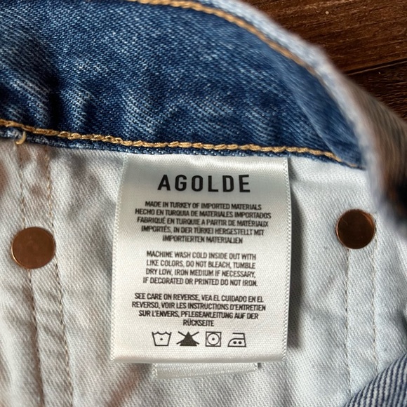 Agolde Parker Cut Off Denim Ripped Short in Blue Women’s Size 30 - Picture 6 of 6